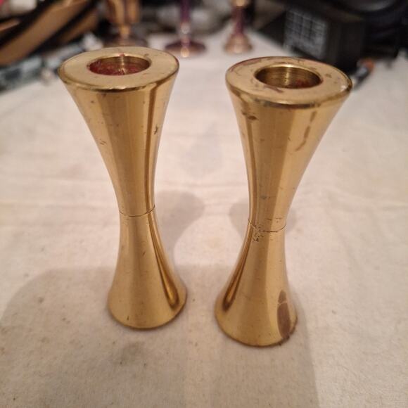 Set Of 2 Danish Mid century Brass candlesticks - Picture 1 of 5